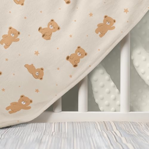 Image of SANDJEST Bear Minky Blanket 30 x 40 Inches, Gift for Christmas Birthday