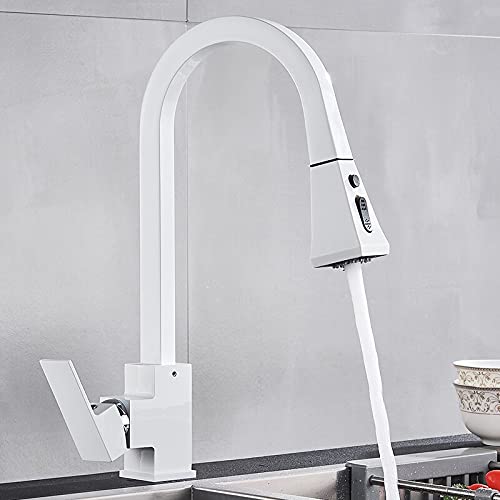 RBYRLDSTY Grifo de Cocina extraíble Cuadrado Negro, Monomando, con rotación de 360 ​​Grados, for Agua Caliente y fría, for Lavabo