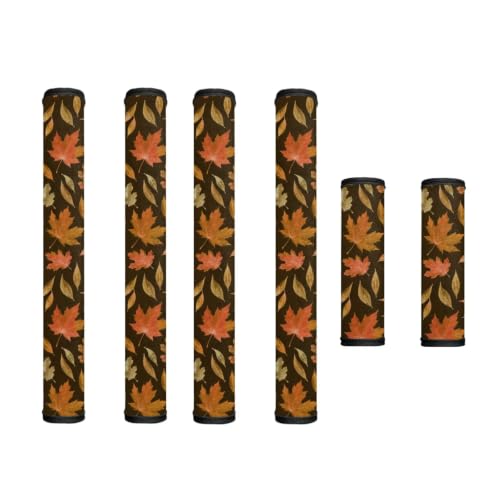 Image of Autumn Decor Refrigerator Door Handle Covers Set of 6 Washable Kitchen Appliance Decor Handles Keep Clean Anti-Slip Fridge Accessories Home Decor, Maple Fall Leaves
