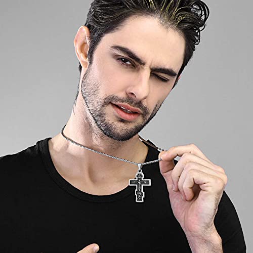 U7 Pingente de cruz ortodoxa russa/mãos orando/sinal de Ichthys para homens e mulheres aço inoxidáve