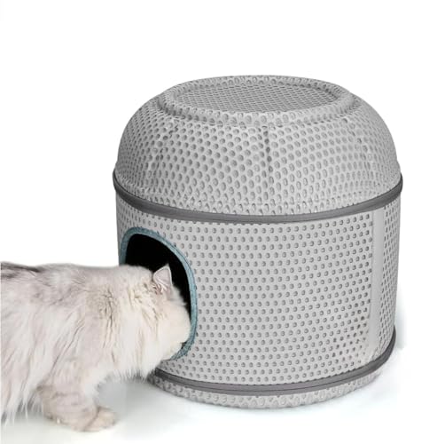 Image of 2 Way Pet House Foldable Cat House|Cat Cube Cave|Cat Bed for Indoor Cats|Cat Nest Semi-Enclosed Pet Cat Sleeping Tent House - Grey