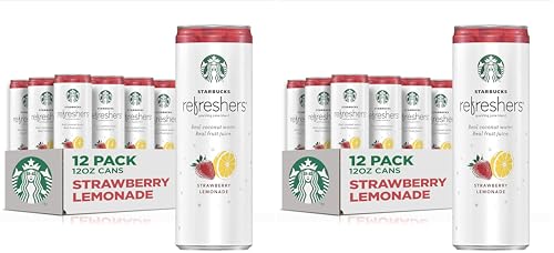 Starbucks,Refreshers with Coconut Water,Strawberry Lemonade,12 fl Oz. Cans,(Pack of 24)