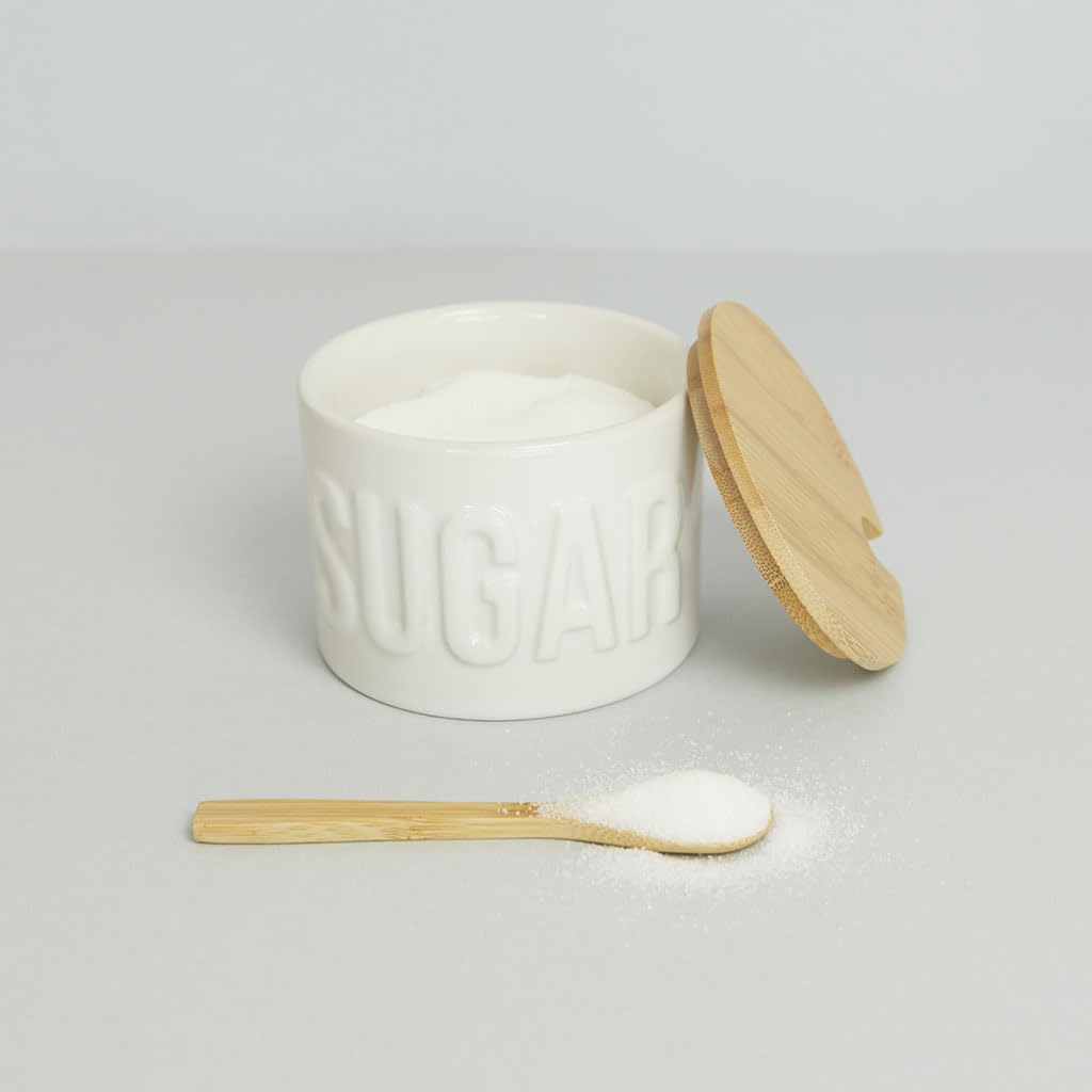 Balvi Zuccheriera Sugar Colore Bianco Contenitore Elegante per conservare Lo Zucchero Ceramica/bambù