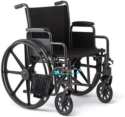 Foldable Manual Wheelchair for Adults and Elderly, Steel Frame, 24 Inch Rear Wheels, Detachable Armrest and Footrest, 100Kg Capacity, 17Kg Lightweight