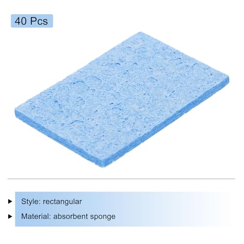 Image of MECCANIXITY 40PCS Soldering Sponge 50 x 35mm Rectangle Blue Cleaning Pad Welding Tip Iron Replacement for Cleaning Soldering Iron 2mm Natural Thickness 11mm Water Absorption Thickness