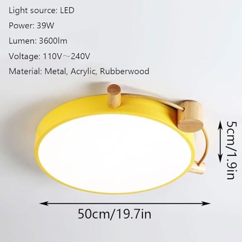 Plafonnier LED macarons rose L intensité variable en bois