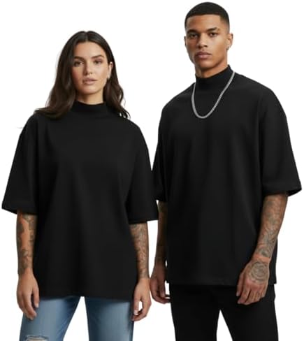 Camiseta Oversized Unissex 100% Algodão Premium Fio 30.1, Camisa Larga Streetwear, Conforto Sem Etiqueta, Gola Alta