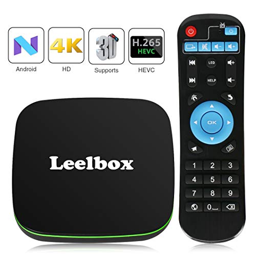 Leelbox Android TV Box, Q1 Android Box with BT Supporting 4K (60Hz) Full HD/H.265/2.4GHz WiFi