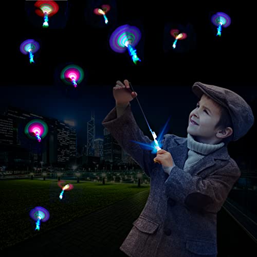 Habelyi 25PCS Amazing Led Light Arrow Flying Toy for Kids Party Fun Gift Elastic Slingshot Flying Copters Birthdays Summer Day Outdoor Game
