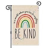 JMYROG In a World Where You Can Be Anything, Be Kind Garden Flag - Gifts for Families Friends, 12 x 18 Inch Double Sided Outdoor Indoor Decor, LGBTQ, Indigenous People, Ally Flag