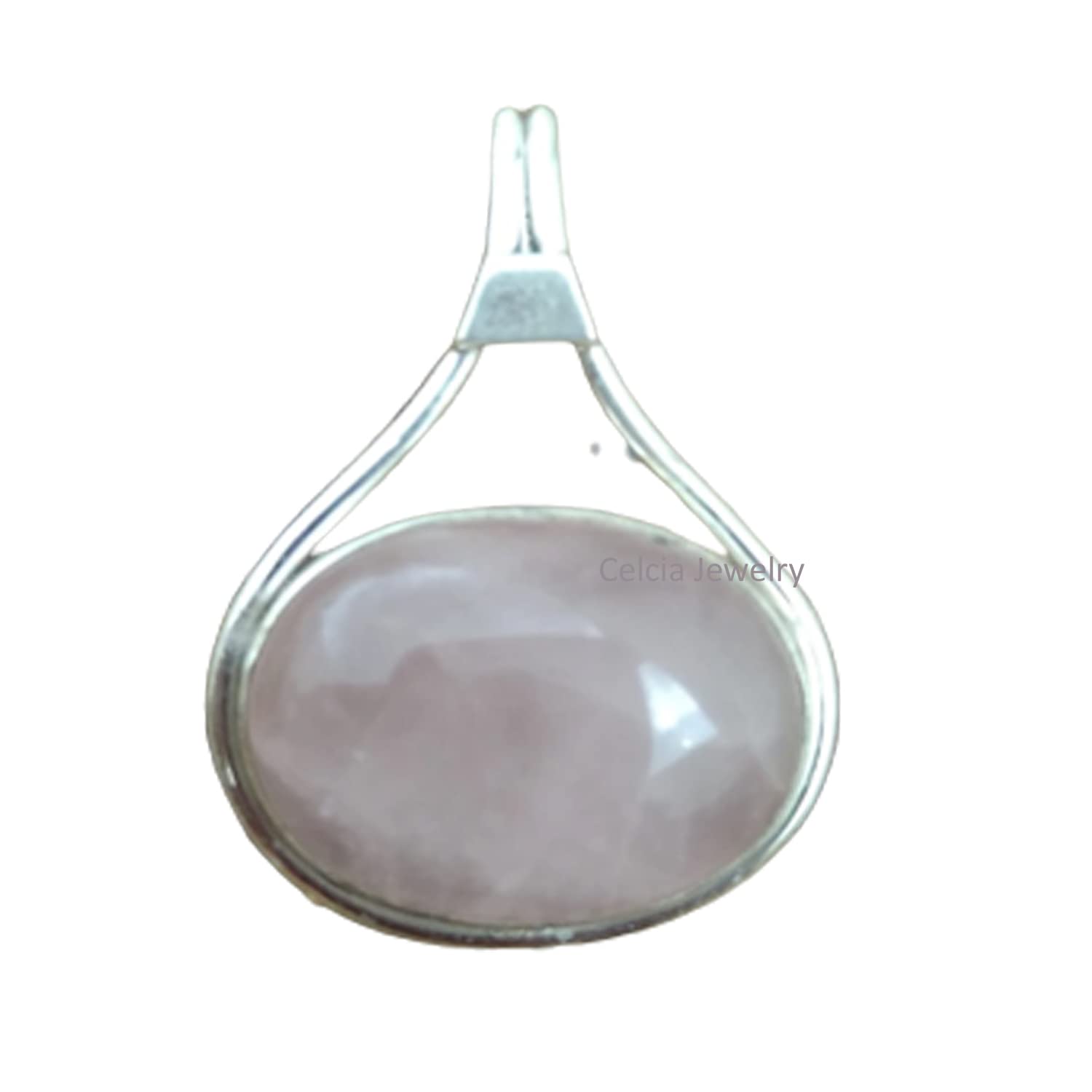 Massiver 925er Sterlingsilber-Anhänger für Damen und Herren, echter blauer Chalcedon-Cabochon, ovaler Edelstein, einzigartiger handgefertigter Schmuck für Sie und Ihn