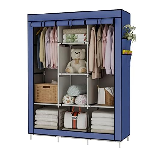 Guarda Roupa Dobrável Guarda Roupa Casal 3 Portas Suportar o Peso:50KG 130·45·170 CM Azul