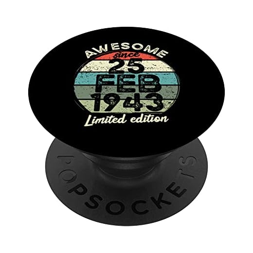 Camiseta de cumpleaños de 80 años, 25 de febrero de 1943, 80 cumpleaños PopSockets PopGrip Intercambiable