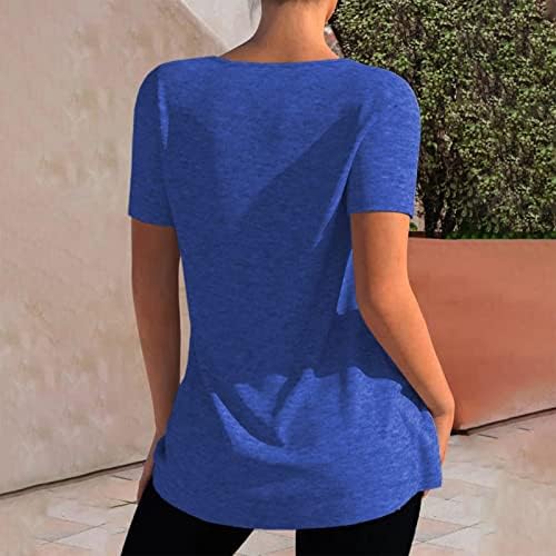 Women's Summer Tops 2023 Casual Solid Color Short Sleeve Button Round Neck Loose T-Shirt Top Undershirts 4 Women's Summer Tops 2023 Casual Solid Color Short Sleeve Button Round Neck Loose T-Shirt Top Undershirts