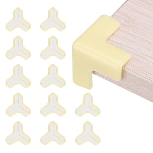 Image of uxcell Corner Protectors, 12 Pcs Table Corner Protectors, Furniture Corner Guard and Edges Safety Bumpers for Table Edges and Sharp Corners (T-Shaped, Yellow)
