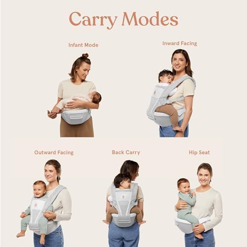 Ergobaby All Carry Positions Baby Carrier Hip Seat with Enhanced Lumbar Support (7-45 Lb), Alta Hip Seat, Pink Quartz