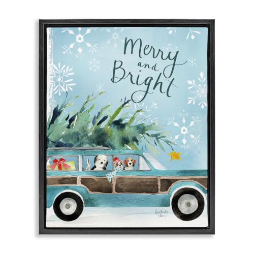 Holiday Puppies Christmas Scene, 17 x 21 Inch Canvas in Floater Frame