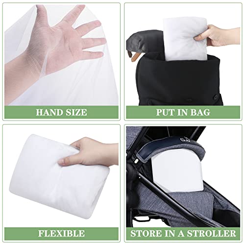 Tranqun 3 Pcs Double Stroller Mosquito Net Breathable Mesh Baby Stroller Net Stroller Netting Mosquito for Baby Stroller Bug Cover for Double Stroller Tandem Stroller Bassinet Cradle Playard - Thumbnail 3