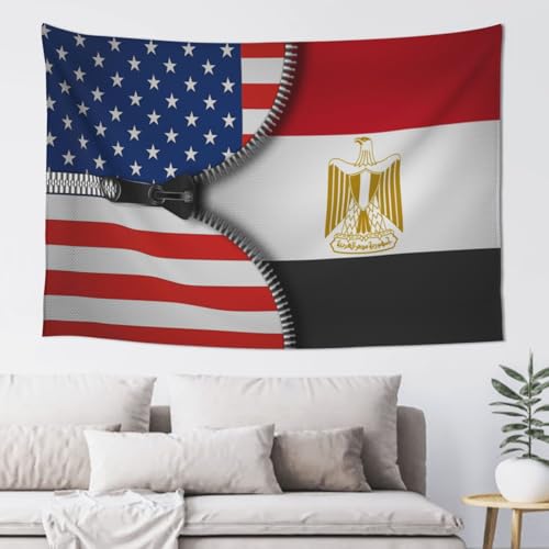 Tapisserie Usa et Égypte drapeau tenture murale artistique grand format L