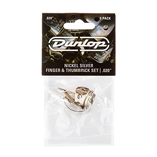Image of Dunlop 33P.020 Nickel Silver Finger & Thumbpicks, .020 inch, 5 /Player's Pack