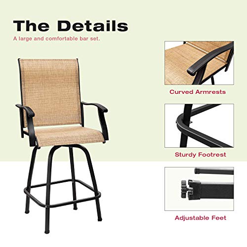 Homall Bar Height Patio Set Swivel Bar Set Bar Stools Set, 2 Swivel Bar Stools And Bar Table #TOP2