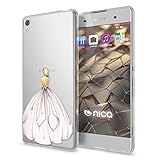 NALIA Handyhülle kompatibel mit Sony Xperia XA, Slim Silikon Motiv Case Phone Cover Crystal Schutzhülle Dünn Durchsichtig, Etui Handy-Tasche Transparent, Backcover Bumper, Designs:Princess Pink