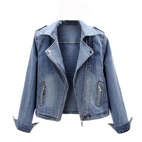 Veste en jean pour femmes courte avec fermeture éclair moderne et style workwear chic