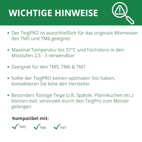 TeigPRO Messerschutz passend für Thermomix TM7, TM6, TM5 – Dreckschutz für Teige – schützt das Messer, reduziert Teigrückstände, erleichtert die Reinigung