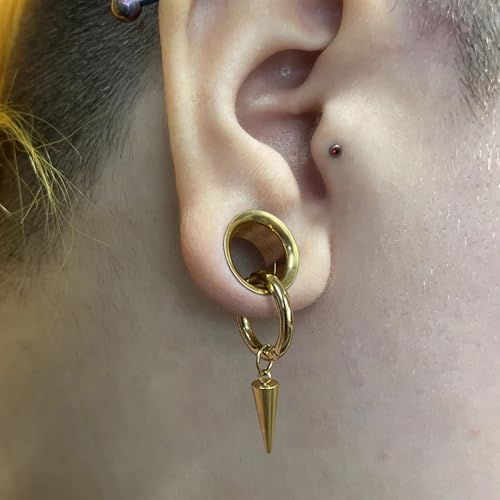 Twolobes 1/2" (12mm) Gold 2 PCS Classic Horn with Tip Taper gauges plugs for Stretched Ears Surgical 316 Stainless Steel Ear cuff Tunels plugs 00G 8mm-16mm(0G-5/8'') Body Piercing Jewelry by Twolobes - Image 5