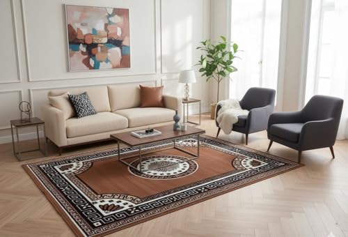 Image of Soft Modern Washable Beautiful Acrylic Rugs for Home Decor Living Room 5x7 Feet (150 x 200 Cm) Gold Color, rectangular