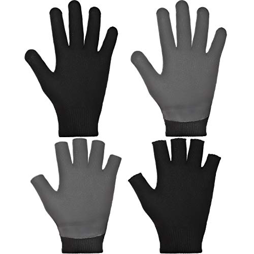 2 Pairs Cotton Gel Moisturizing Gloves Sleeping Gloves Fingerless Moisturizing Glove Day Night Instantly Repair Eczema for Softening Dry Rough and Cracked Hands (Black)