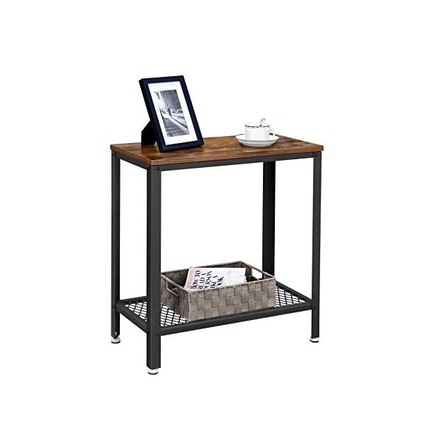 VASAGLE Industrial Side Table, 2-Tier Nightstand with Mesh Shelf, End Table for Small Spaces, Sturdy and Easy Assembly, Wood Look Accent Furniture with Metal Frame, Rustic Brown ULET31BX - Image 8