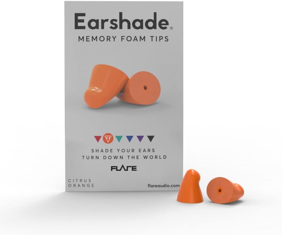 Flare Earshade Replacement Tips - Block Sound – Reusable Memory Foam Replacement Tips for Earshade and Earshade Pro - Orange