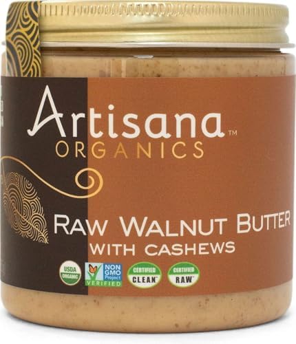 Artisana Organics - Walnut Nut Butter with Cashews, Two Ingredients Handmade Rich & Thick Spread, USDA & QAI Organic Certified, Non-GMO, Vegan & Gluten Free (8 oz)