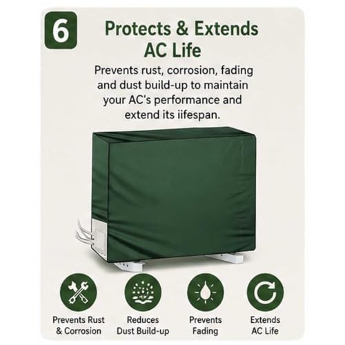 Image of AC Cover for Indoor & Outdoor Unit | Waterproof, Dustproof, All-Weather Protection Against Dust, Rain & Sun (Split AC Cover Olive Green, Upto 1.5 Ton)