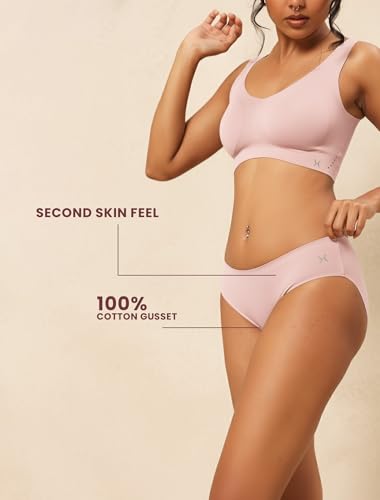Image of Krvvy Low Waist Mid Coverage Seamless Bikini Panty for Women | Ultrasoft Underwear with 100% Cotton Gusset & Ventilation Holes