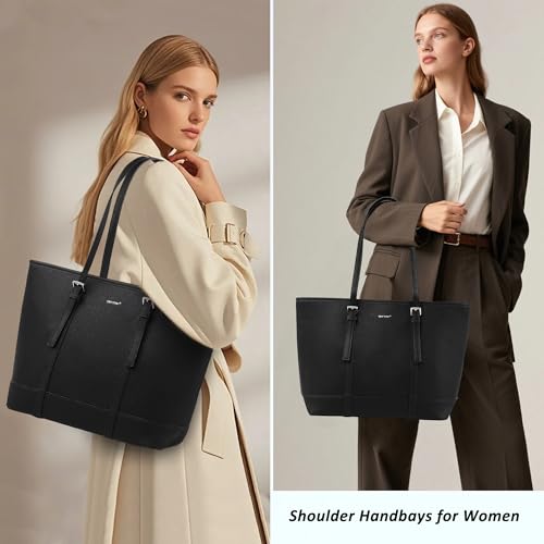Bolso Tote para mujer de cuero vegano con compartimentos miniatura 2