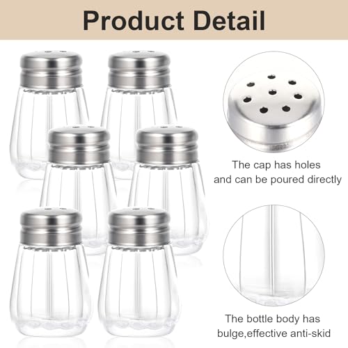 Thinp 6 Pcs Mini Glass Salt & Pepper Shakers with Stainless Lids & Funnel for Kitchen & Restaurants, Transparent - Image 3