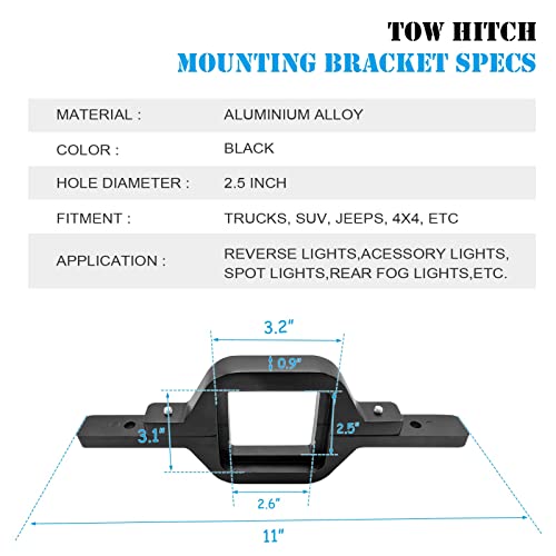 Wsays Tow Hitch Light Kit, 2Pcs 3" Led Pods With 2.5" Tow Hitch Mounting Brackets And Wiring Harness Led Reverse Backup Lights Off-Road Driving Lighting Compatible With Truck Trailer Rv Suv Pickup #TOP5
