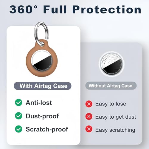 Image of MOLOSLEEVE Case for AirTag 2nd Gen (2026) & 1st Gen, Shockproof Holder Anti-Scratch Protective Cover for Air Tags, Men's Women's Keyrings & Keychains for Keys, Luggage, Bags, Brown