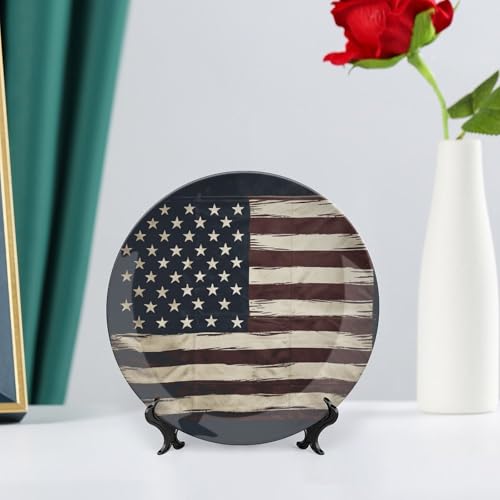 Plato decorativo de porcelana con bandera americana 7 pulg miniatura 6