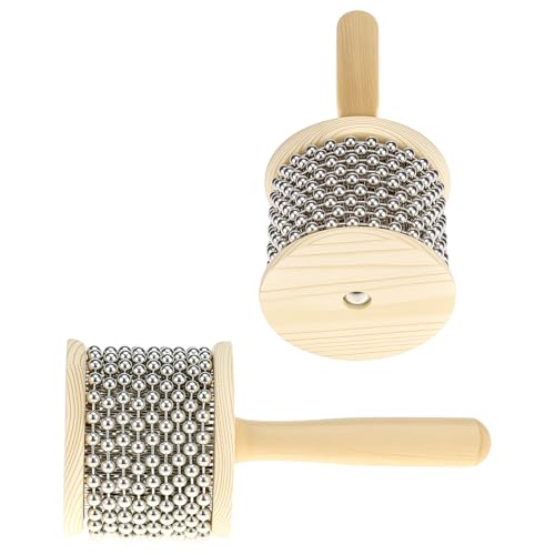 image for QWORK Wooden Cabasa Percussion Musical Instrument, 3.5 Inch Stainless 