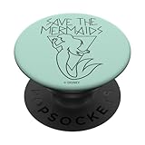 Disney Little Mermaid Save The Mermaids Line Art PopSockets Adhesive PopGrip