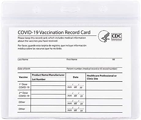 ALMHH 2 Pack - CDC Vaccination Card Protector 4 X 3 Inches for Immunization Record Vaccinate Card Holder, Name Badge Holder, Clear Vinyl Plastic Sleeve w Waterproof Type Resealable Zip