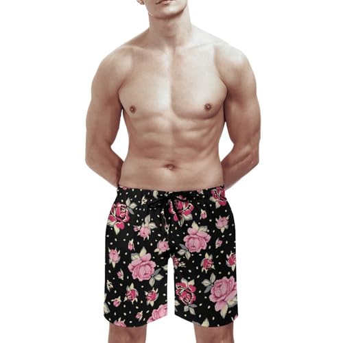 Pantalon court de plage homme rose et short de bain fleur