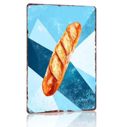 Vintage Fresh Baguette Metal Sign 8x12 Inch