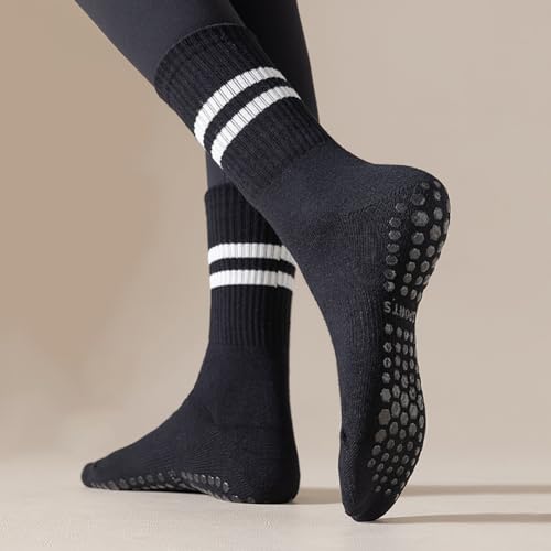Image of Womens 4Pcs Pilates Grip Socks Non Slip Yoga Socks with Grips Barre Hospital Athletic Socks for Women