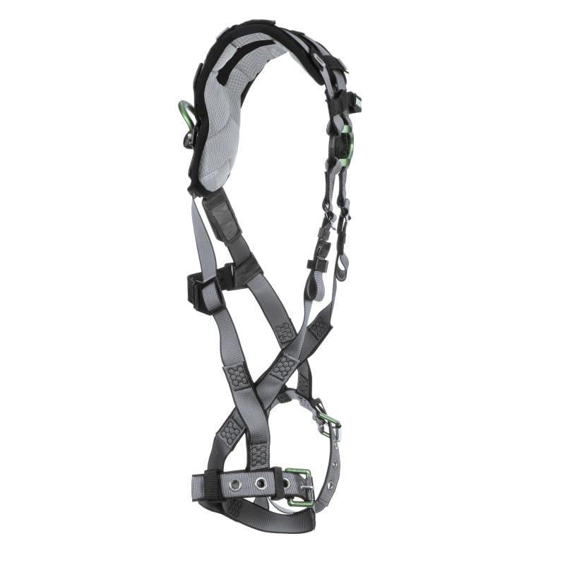 Image of MSA V-FIT Standard Safety Harness - Polyester & Nano-Technology Treated Web Full Body Harness Back, Shoulder Padding, Gray