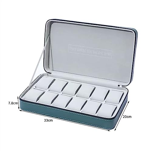 Boîte à montres cuir PU 12 compartiments, support montre multifonctionnel et boîte bijoux