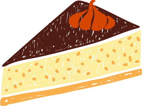 Pretty Dessert Bar Cartoon Sketch Art Vinyl Sticker (4" Wide, Chocolate Cheesecake)